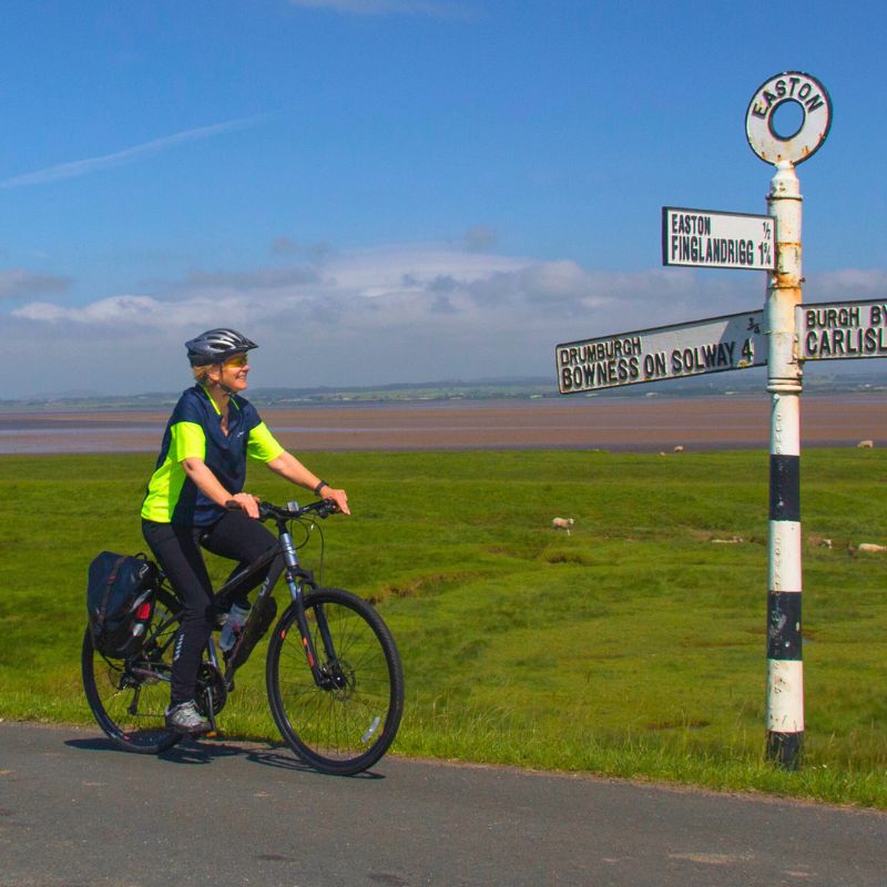 Cyclist on a leisure bike tour in the UK